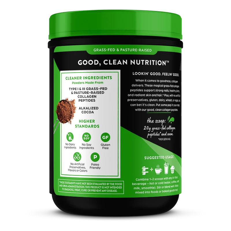 Grass Fed Pasture Raised Collagen Peptides - Chocolate - Image 3