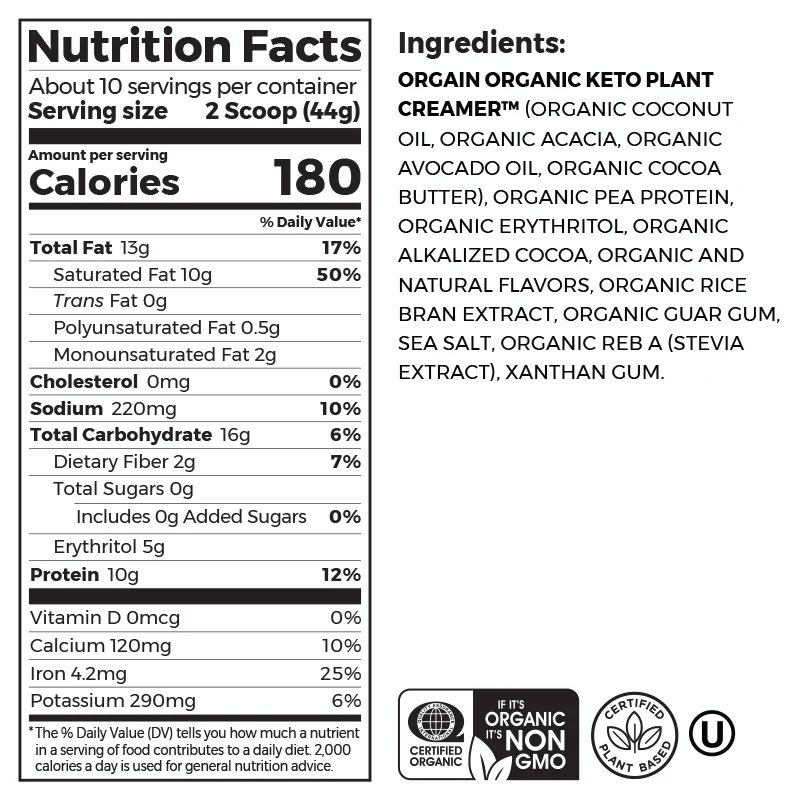 Keto Plant Protein™ Organic Keto-genic Protein Powder - Chocolate - Image 2