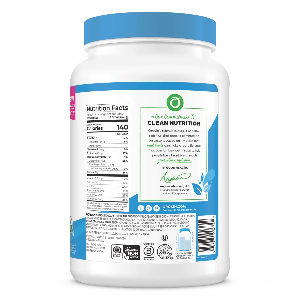 Organic Protein™ & Greens Plant Based Protein Powder - Creamy Chocolate Fudge - Image 4