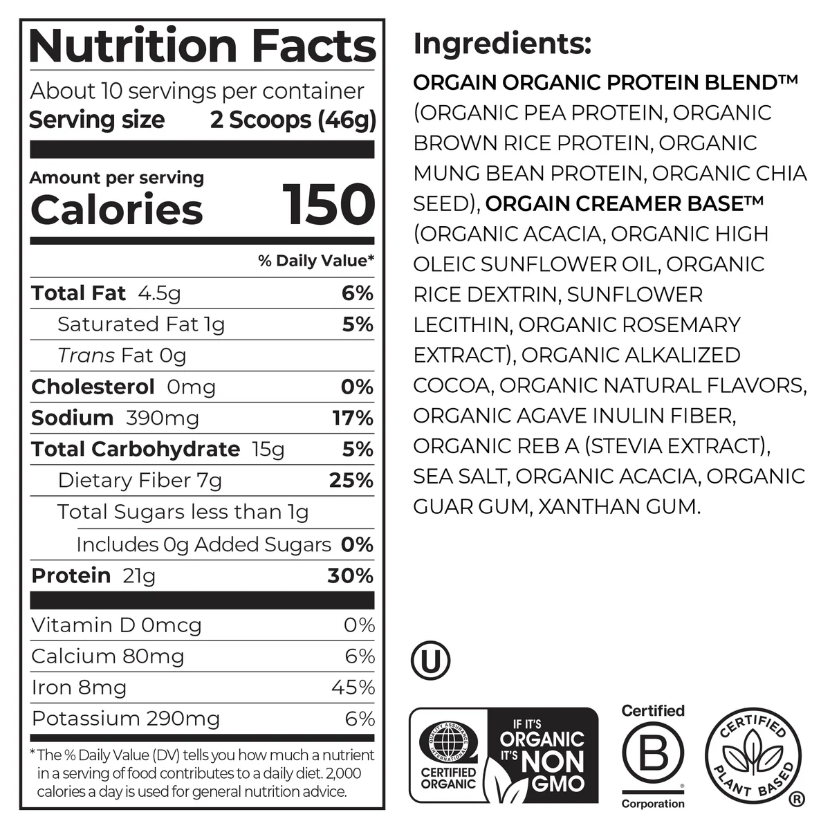 Organic Protein™ Plant Based Protein Powder - Creamy Chocolate Fudge - Image 8