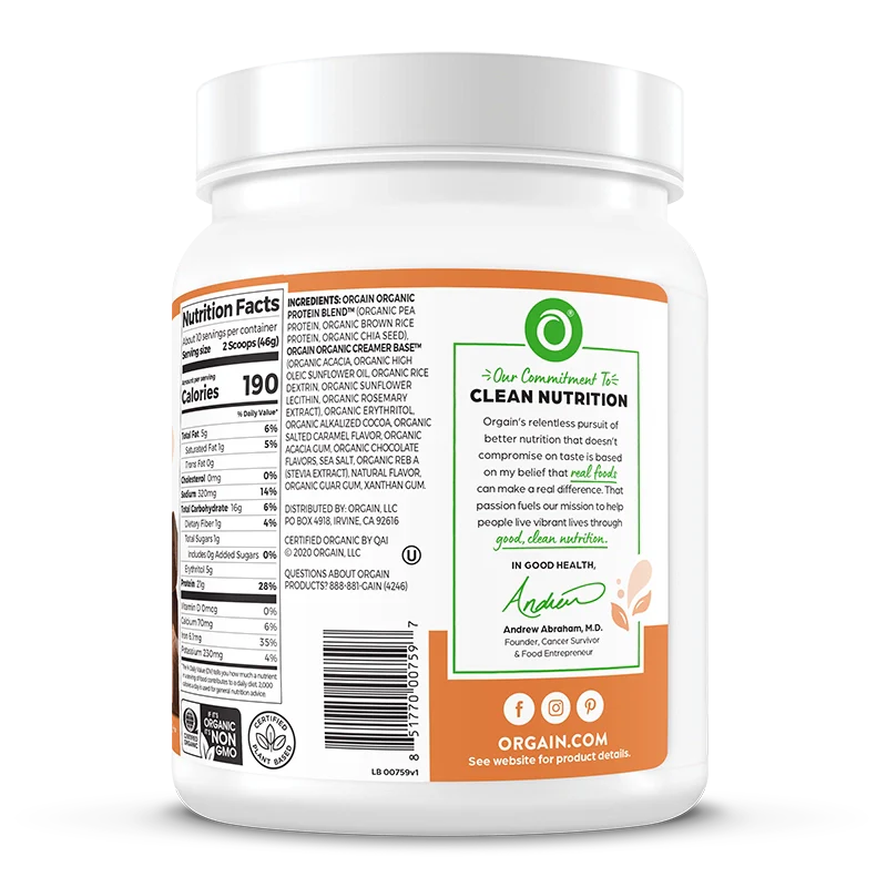 Organic Protein™ Plant Based Protein Powder - Chocolate Caramel Sea Salt - Image 4