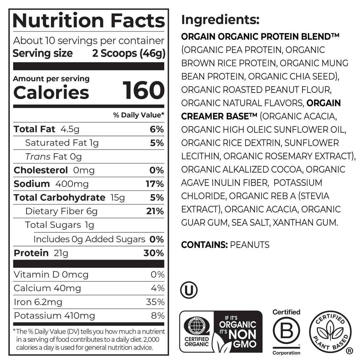 Organic Protein™ Plant Based Protein Powder - Chocolate Peanut Butter - Image 6