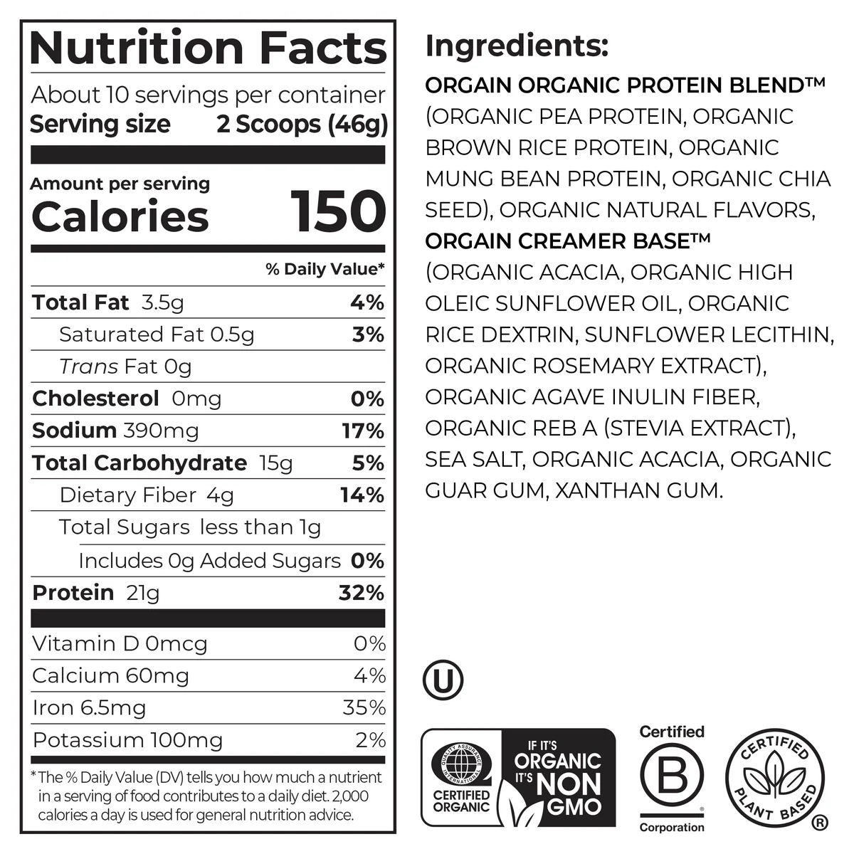 Organic Protein™ Plant Based Protein Powder - Vanilla Bean - Image 6