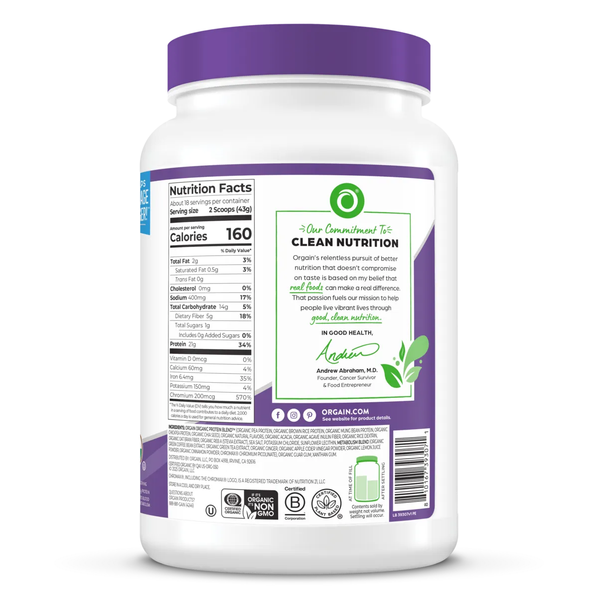 Organic Protein Powder + Metabolism Blend Vanilla Bean - Image 4