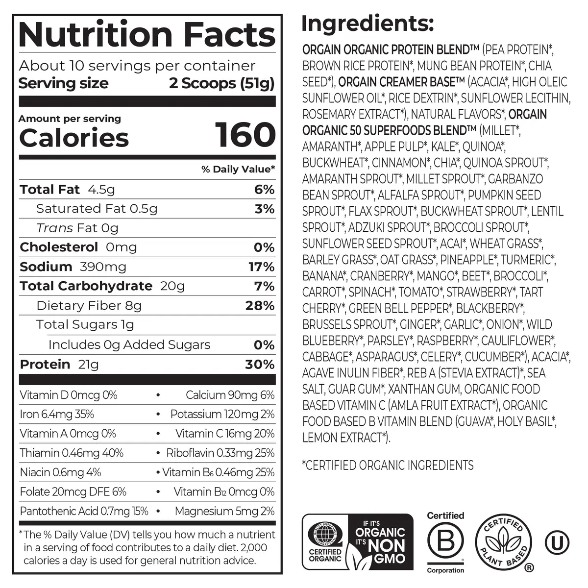 Organic Protein™ & Superfoods Plant Based Protein Powder - Vanilla bean - Image 6